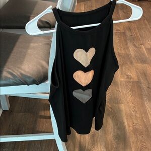 Chic Black Tank Top with Heart Accents
